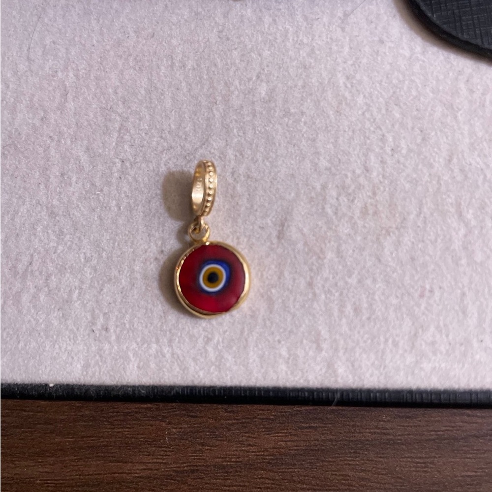 14k Gold and Red Evil Eye Pendant